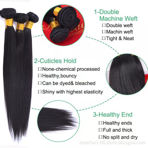 Cheap Vendors Manufactuer Meche-Bresilienne-En-Gros Cuticle Aligned Virgin Hair With Closure Frontal Set